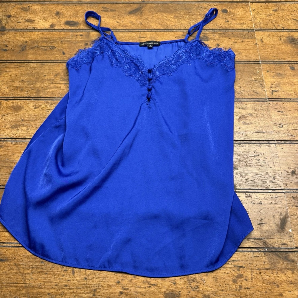 Shinestar Blue Size Medium‎ Buttons Cami  Tank Top